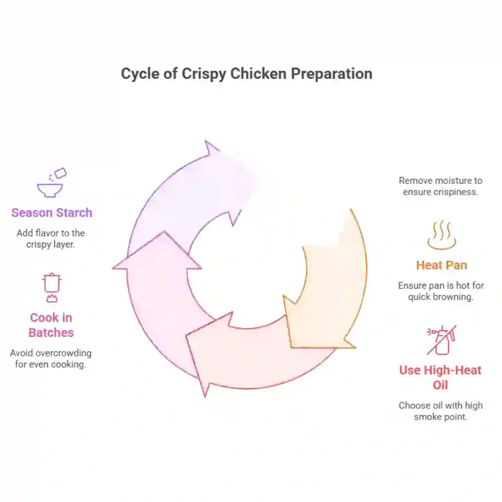 Visual steps for making crispy chicken