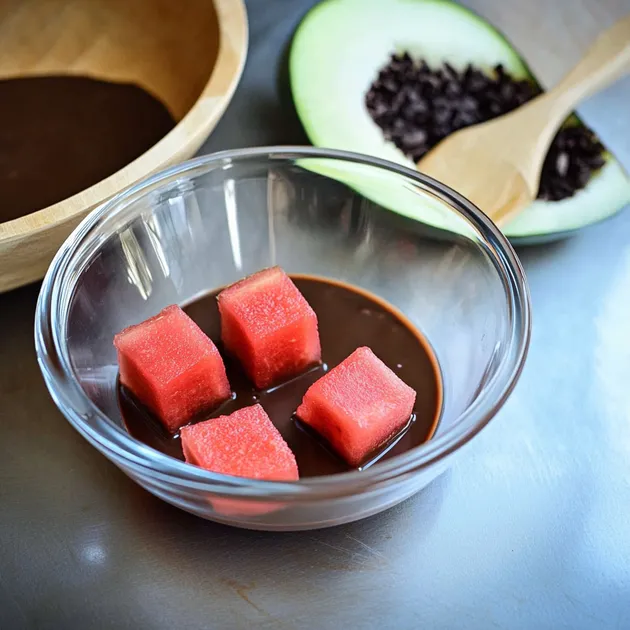 dipping watermelon in chocolate