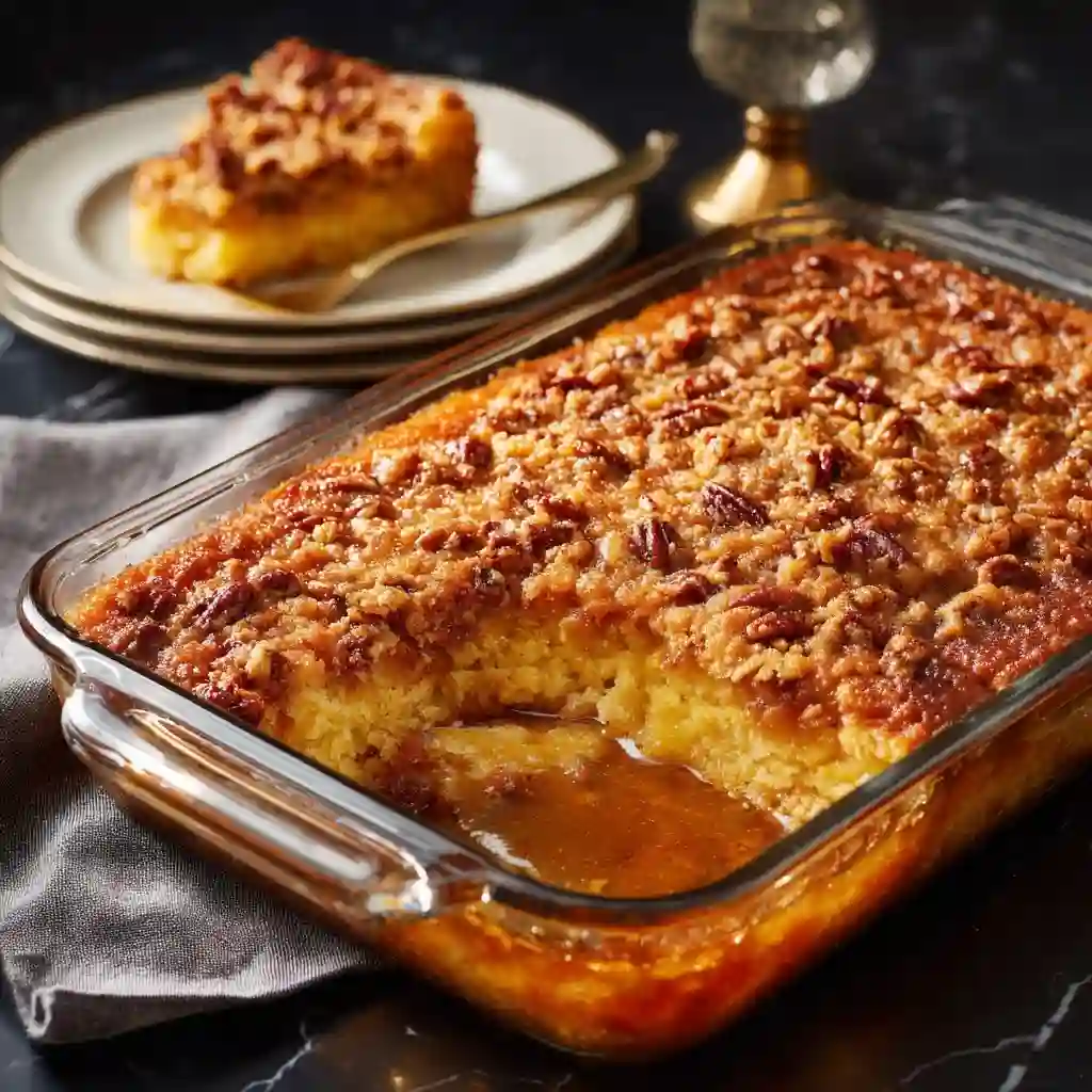 pecan-pie-dump-cake-assembly serving