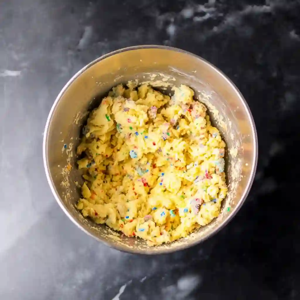 Funfetti dough for virale melted ice cream cake pops in a bowl